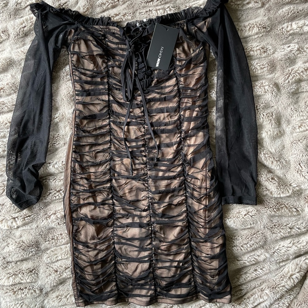 Black Mesh Mini Dress